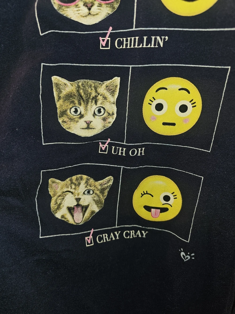 Justice Girls Navy Cat & Emoji Graphic Tee - Size 12